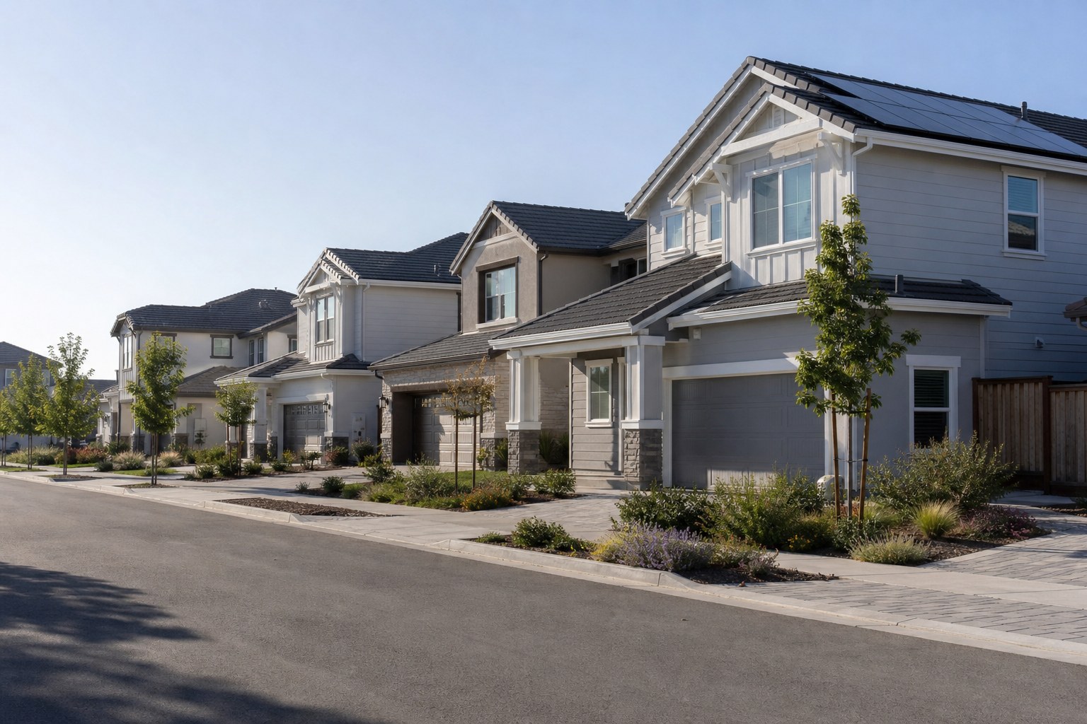 Concept image of a newer East Bay suburban neighborhood street